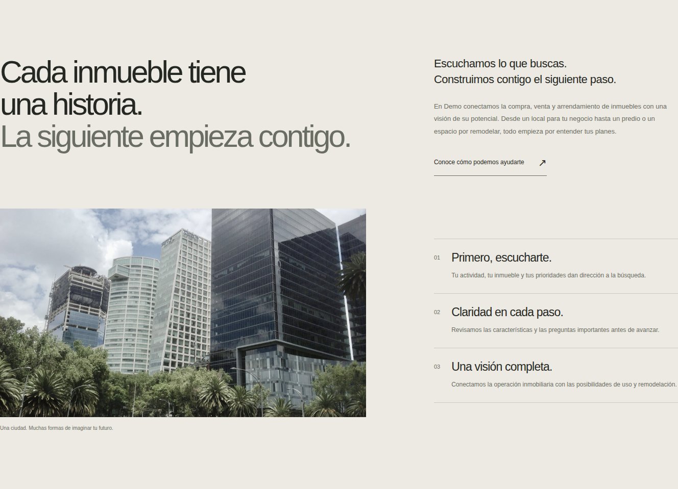 Vista de Nosotros y servicios